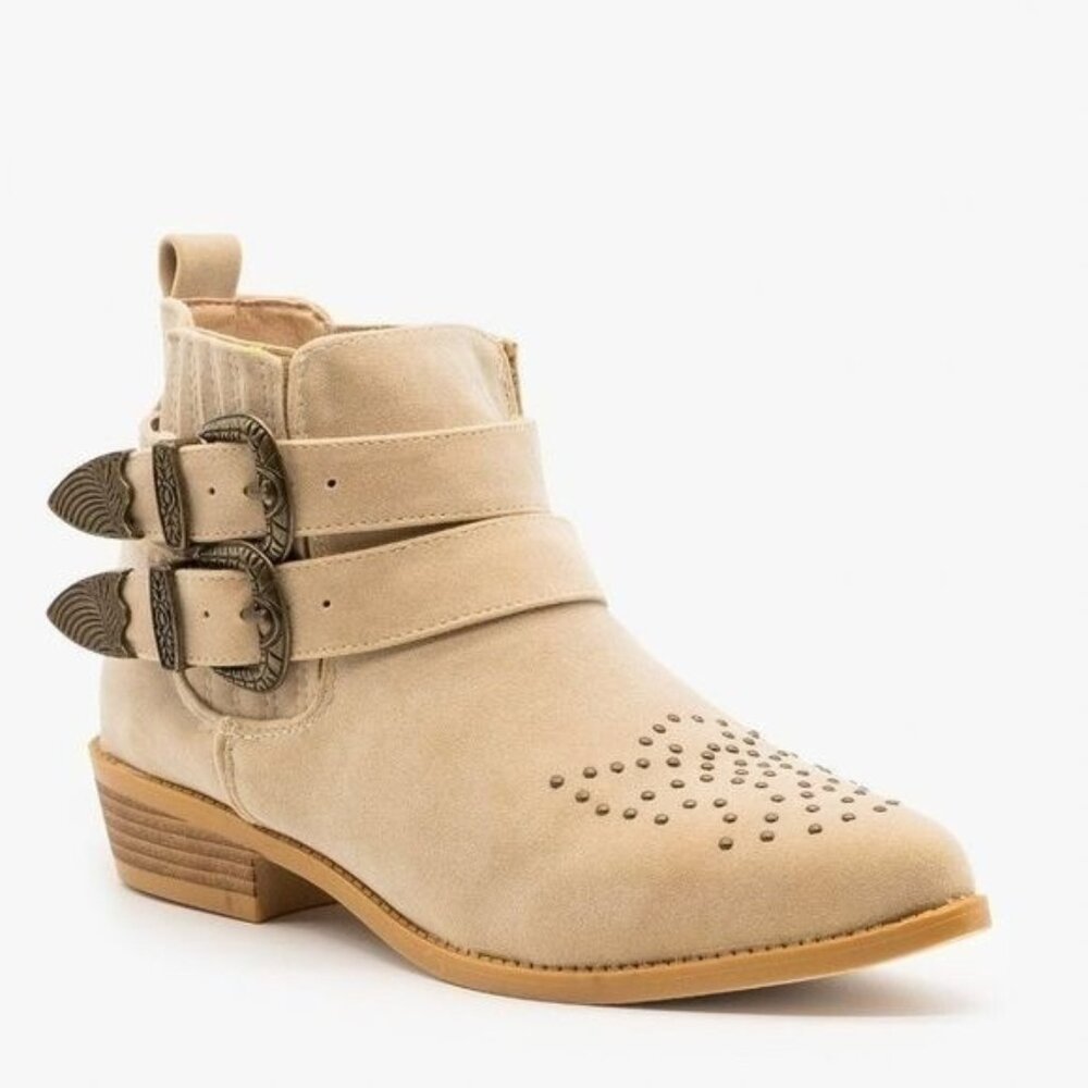 M&L Western Festival Ankle Edgy Buckled Booties Vegan Coastal Cowgirl‎ Boots